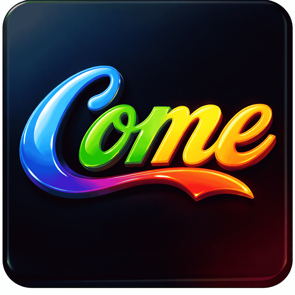 Come App interface showing Come APK download and Come game login screen.